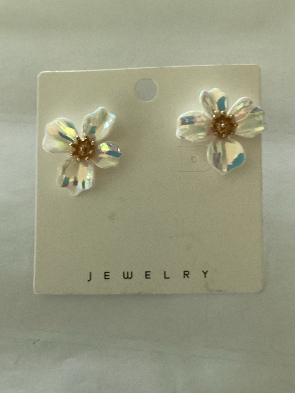 Iridescent Flower Stud Earrings -